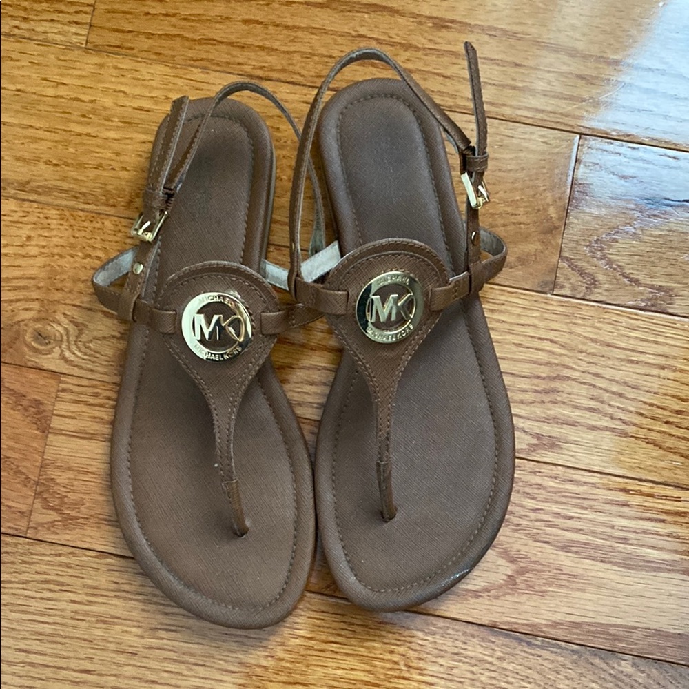 Brown Sandals with Gold Accents